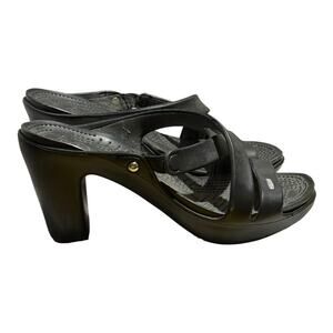 Crocs Patricia Wedge Sandals Black Women's Size 10 Comfort Slip On Shoes